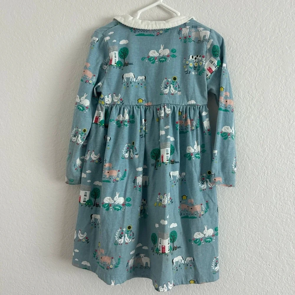 Baby Boden Farmhouse Animal Pattern Collared Girls Dress 3-4Y